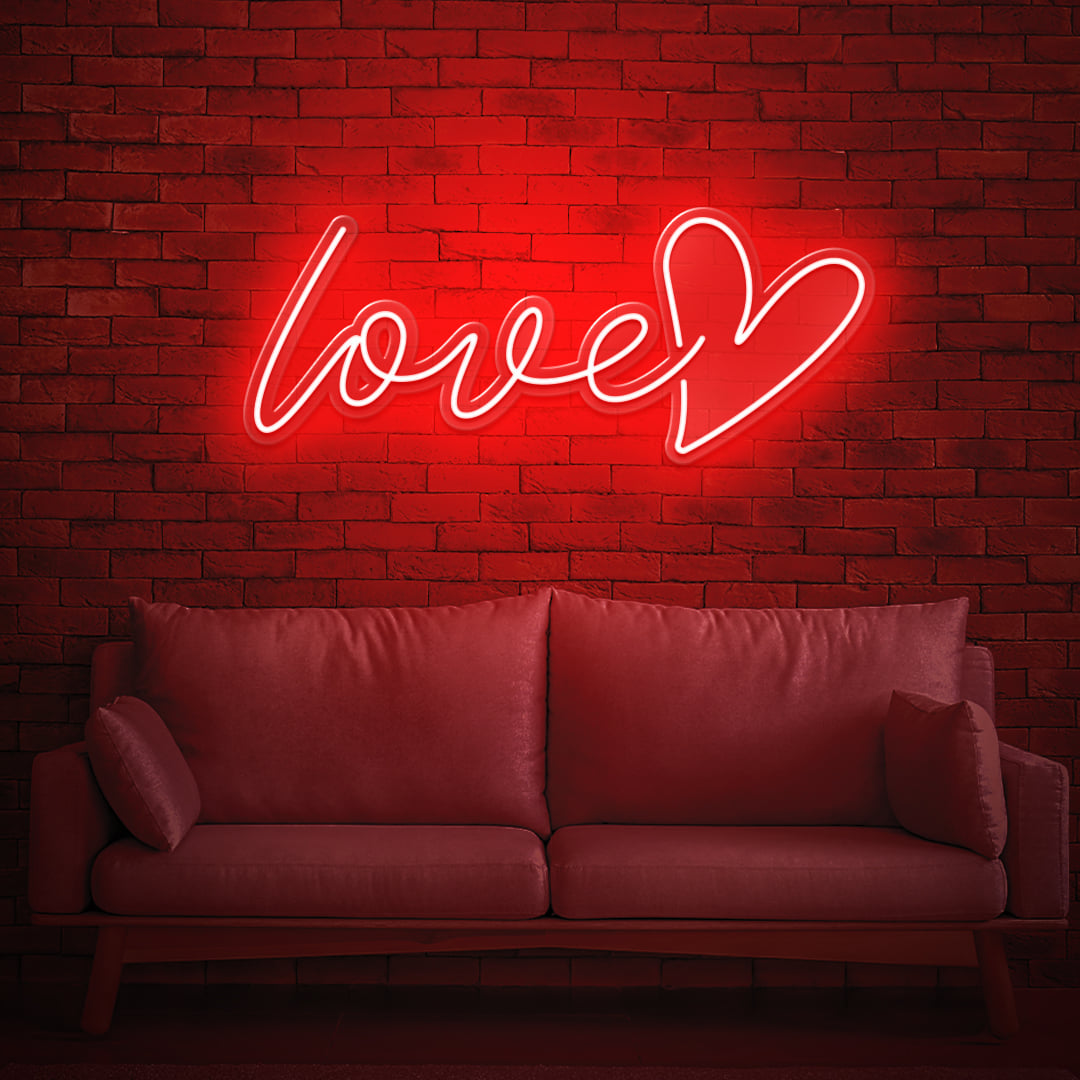 Scritta luminosa Love Neon Led  Love with heart