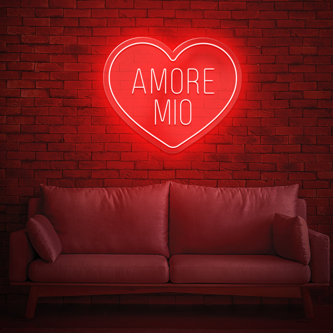 Scritta luminosa Love Neon Led " Cuore con scritta Amore Mio "