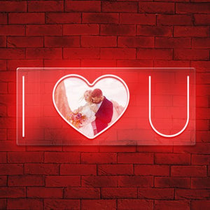 Scritta luminosa Love Neon Led " I love U Personalizzabile con Foto "