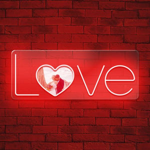 Scritta luminosa Love Neon Led " Love with heart Personalizzabile "